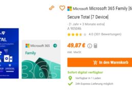 NBB: 15 Monate Microsoft 365 Family für 49,87 Euro