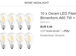 Ebay: Zehnerpack LED-Birnen von Osram für 9,99 Euro