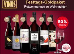 Vinos: Sechs Flaschen Rotwein und zwei Gläser für 29,99 Euro
