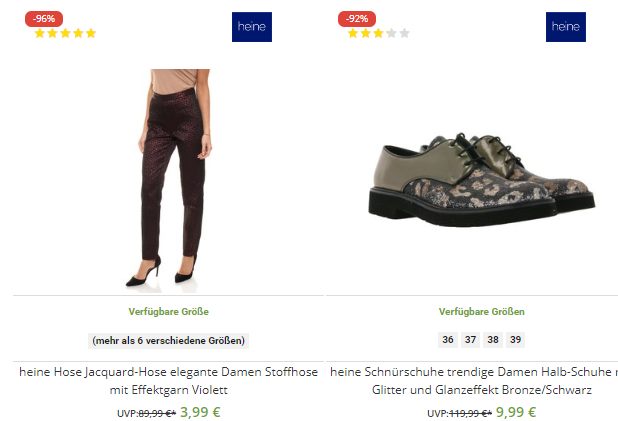Outlet46: Heine-Mode für unter zehn Euro