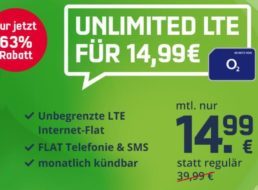 Freenet: Monatlich kündbare o2 Unlimited Smart für 14,99 Euro