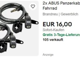 Ebay: Doppelpack “Abus Panzerkabelschloss” für 16 Euro frei Haus