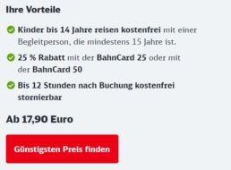 Bahn: Super-Sparpreis ab 17,90 Euro für wenige Tage