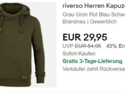 Ebay: Kapuzenpullover von Riverso für 29,95 Euro frei Haus