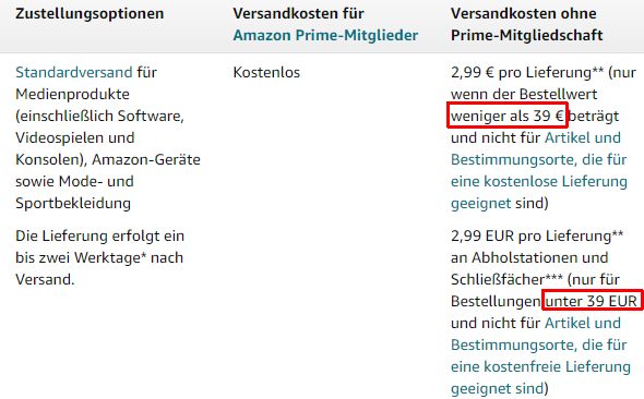 erhöht Mindestbestellsumme für kostenlose Lieferungen