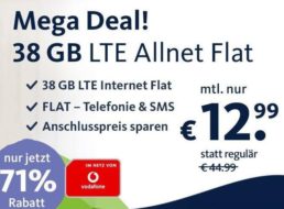 Freenet: Vodafone-Flat mit 38 GByte LTE-Daten für 12,99 Euro