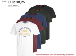 Jack & Jones: T-Shirts im Fünferpack für 38,95 Euro frei Haus