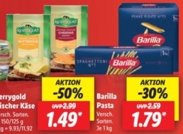 Lidl: Barilla-Pasta für 1,79 Euro pro Kilogramm