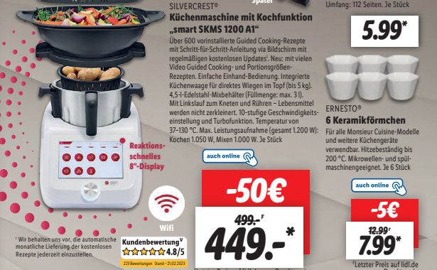 Lidl: Monsieur Cuisine SKMS 1200 A1 für 449 statt 499 Euro –