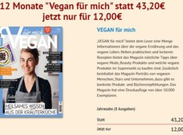 Vegan für mich: Jahresabo für 12 statt 43,20 Euro