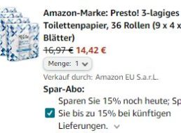 Wieder da: WC-Papier im Sparabo zum Bestpreis