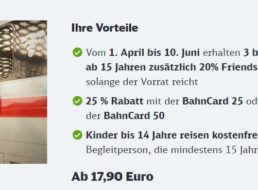 Bahn: “Friends-Rabatt” von 20 Prozent auf “Super Sparpreis”