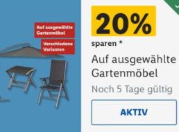 Lidl Plus: 20 Prozent Rabatt auf ausgewählte Gartenmöbel