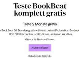 Gratis: Hörbücher via Bookbeat 2 Monate lang zum Nulltarif