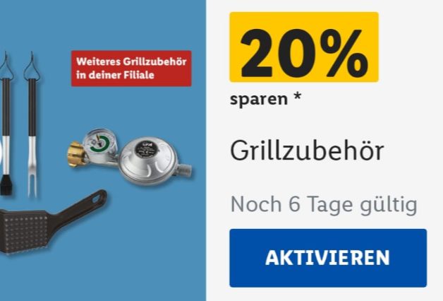Lidl Plus: 30 Prozent Rabatt auf Grills, 20 Prozent auf Zubehör