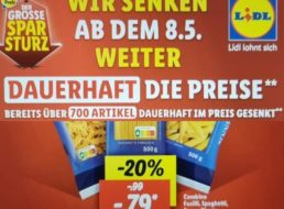 Lidl: Nudeln jetzt dauerhaft 20 Prozent billiger