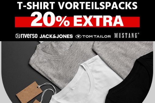 Jeans Direct: T-Shirt-Vorteilspacks mit 20 Prozent Rabatt