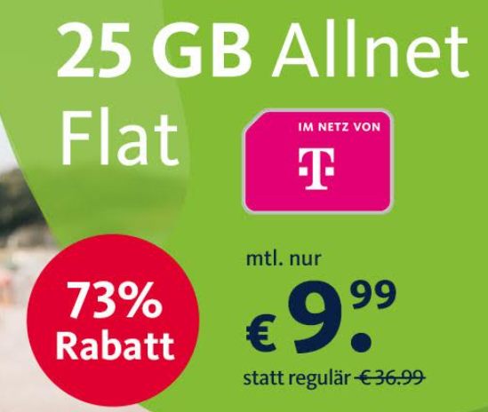 Telekom-Netz: 25 GByte LTE mit Allnet-Flat für 9,99 Euro