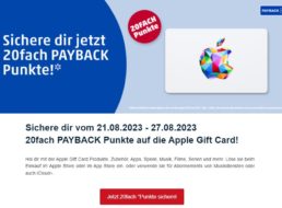 Penny-Kartenwelt: Apple Gift Card mit 20-fach Paybackpunkten