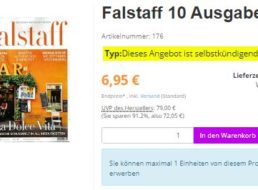 Falstaff: 10 Ausgaben mit automatischem Ende für 6,95 Euro