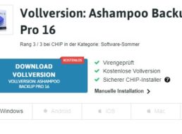 Gratis: Vollversion Ashampoo Backup Pro 16 via Chip