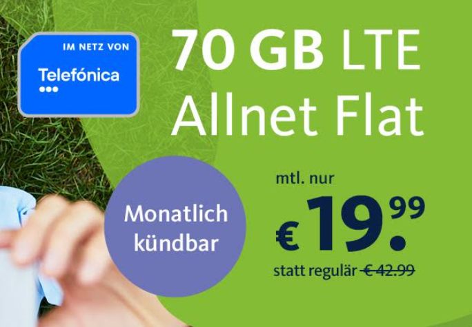 Freenet: Telefónica-Flat mit 70 GByte LTE für 19,99 Euro