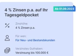 Tagesgeld: 4 Prozent Zinsen via Check24