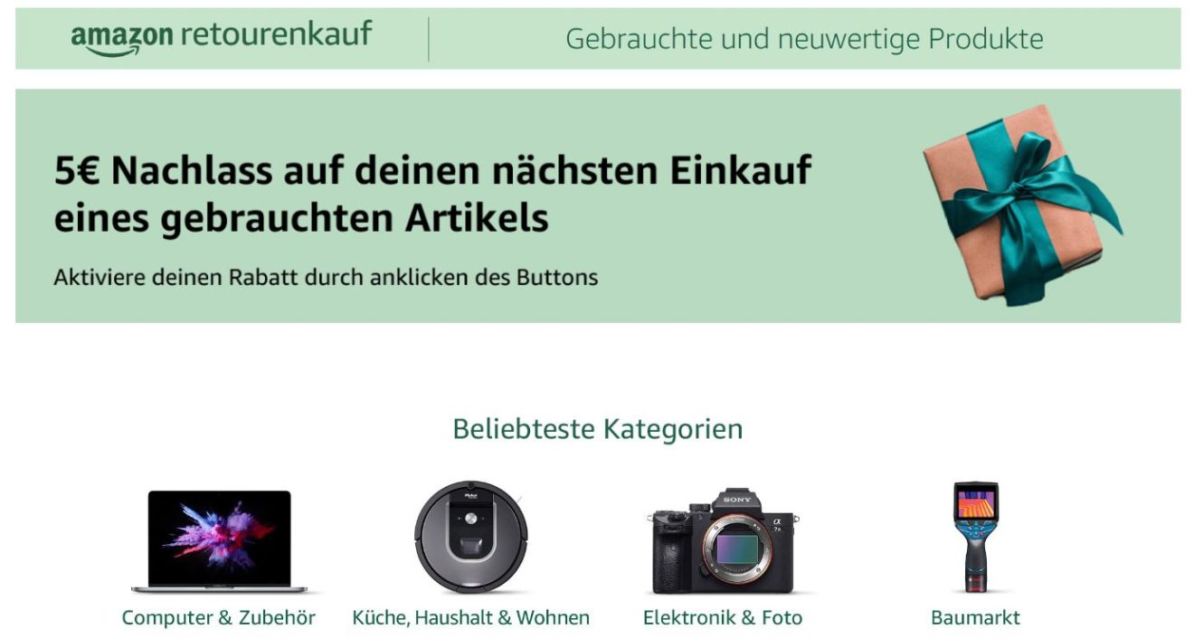 Ausgewählte Kunden: 5 Euro Rabatt beim -Retourenkauf