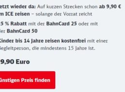 Bahn: Super Sparpreis ab 9,90 Euro buchbar