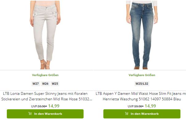 Outlet46: Damenhosen ab 14,99 Euro im Angebot