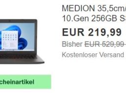 Ebay: Medion-Notebook als B-Ware für 197,99 Euro