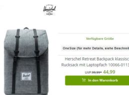 Outlet46: Herschel-Rucksack mit lebenslanger Garantie für 44,99 Euro