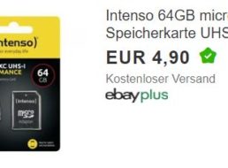 Ebay: Intenso SDXC für 4,90 Euro frei Haus