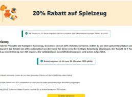 Amazon: 20 Prozent Rabatt auf Spielzeug für ausgewählte Kunden