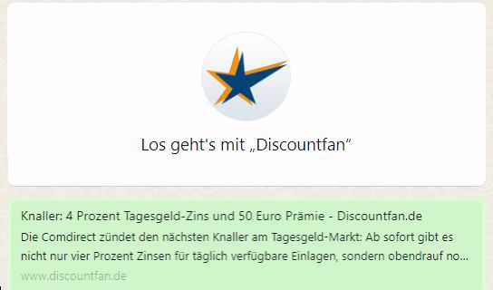 Neu: WhatsApp-Kanal von Discountfan.de gestartet