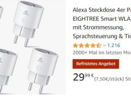 Amazon: Viererpack WLAN-Steckdosen mit Alexa für 29,99 Euro