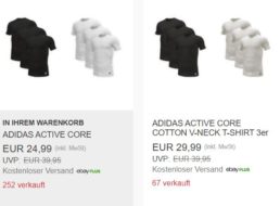 Adidas: Dreierpack T-Shirts für 22,49 Euro