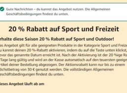 Amazon: 20 Prozent Rabatt auf “Sport und Outdoor” für ausgewählte Kunden