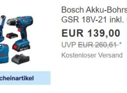 Ebay: “Bosch GSR 18V-21” mit Baustellenlicht GLI 18 für 118,15 Euro