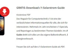 Gratis: “c’t Solarstrom-Guide” im Wert von 16 Euro geschenkt
