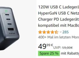 Amazon: 4-Port-Ladegerät von Oraimo mit 120 Watt für 32,49 Euro