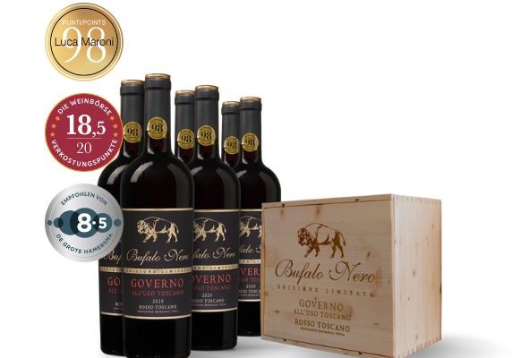 Weinboerse: Holzkiste "Bufalo Nero" für 44,99 statt 89,98 Euro