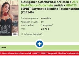Knaller: “Cosmopolitan” für 23,75 Euro mit 25 Euro-Gutschein und Schirm