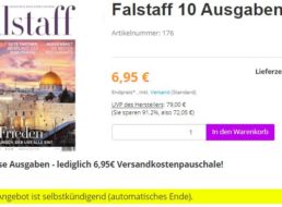Falstaff: Jahresabo mit automatischem Ende für 6,95 Euro