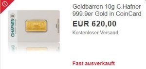 Ebay: Goldbarren mit 10 Gramm für 620 Euro frei Haus