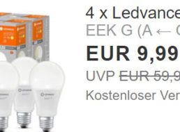 Ebay: Viererpack smarte LED-Birnen mit 1500 Lumen für 8,99 Euro