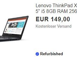 Ebay: Lenovo ThinkPad X270 mit LTE als B-Ware für 149 Euro frei Haus