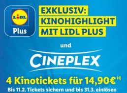 Lidl Plus: Viererpack Kinotickets für 14,90 Euro