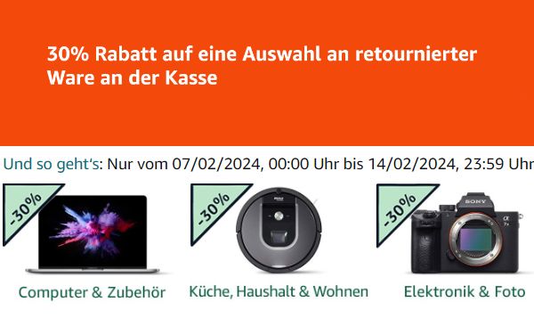 bietet jetzt sogar 30 Prozent auf den Retourenkauf