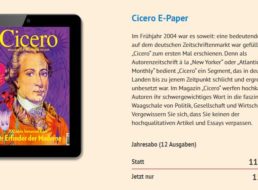 Cicero: ePaper im Jahresabo für 15 statt 117,60 Euro